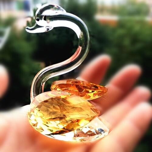 Cute K9 Crystal Swan Figurines Miniatures Handmade Feng Shui Ornaments Glass Animal Crafts For Home Decoration Accessories Gifts