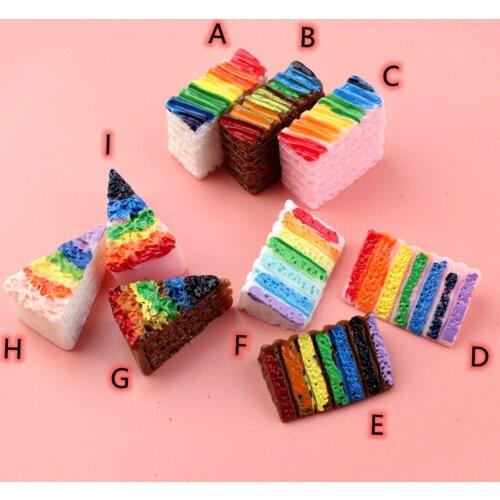 Cake Cabochons 3D Rainbow Cookies Diy Craft Hair Accessory 10pcs Resin Cabochon for diy decoration
