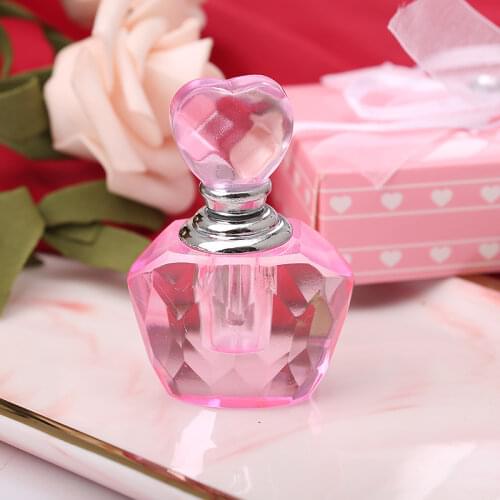 【KATEROSE】Pink/Clear Crystal Perfume Bottle Bridesmaid Favors Mini Scent-bottle In Gift Box