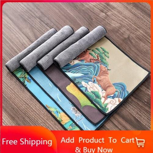 Chinese high-grade tea towel tea cloth plus thick absorbent tea table mat mat velvet rag pot towel pad cloth accessories towel