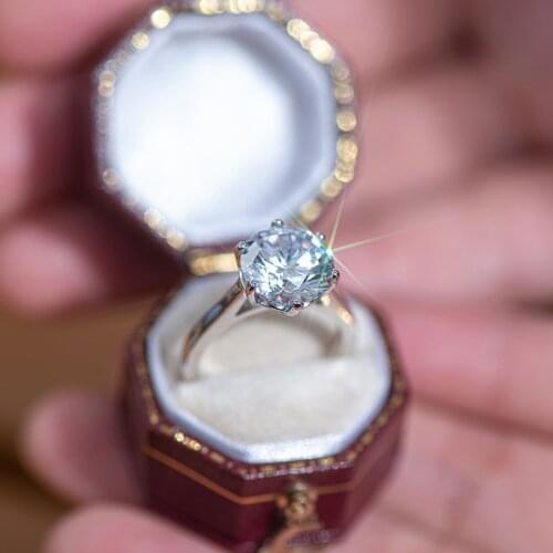 QYI Halo Rings For Women 4 Ct Solitaire Wedding Rings 925 Silver Round Cut SONA Stone Engage Rings Engagement