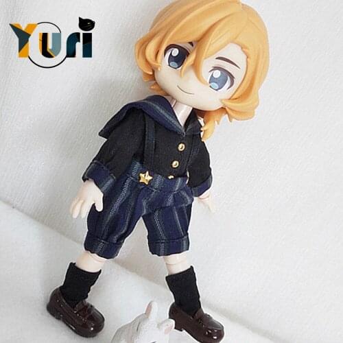 Anime OB11 Doll Use Short Sleeved Uniform Vintage Outfit Cosplay Overalls 1/12 BJD Doll Clothes Retro Handmade Toy Clothing C