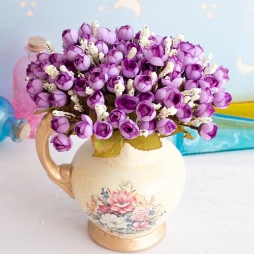 5Branch 24cm 15Heads Mini Silk Peony Artificial Flowers DIY Bride Bouquet Fake Rose Flores for Wedding Party Home Decoration