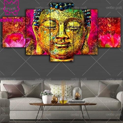 Diamond Painting Full Drill 5D DIY Diamond Religious buddha Art Embroidery Cross stitch Arrival Mosaic puzzle 5PCS Decor Gift
