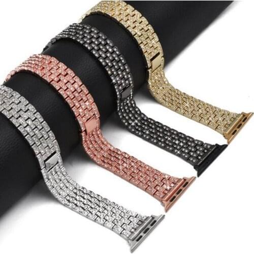 Neway Diamond Metal Stainless Steel Solid Watch Band For Apple Watch Series 4 3 2 1 iWatch 40mm 44mm 38mm 42mm Strap Men Women