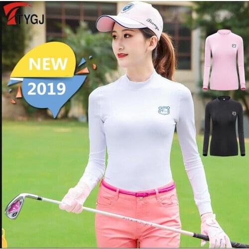 2019 New Autumn Winter Golf apparel Womens long-sleeved Golf T-shirt high-neck sunscreen warm bottoming shirts Slim sportswear