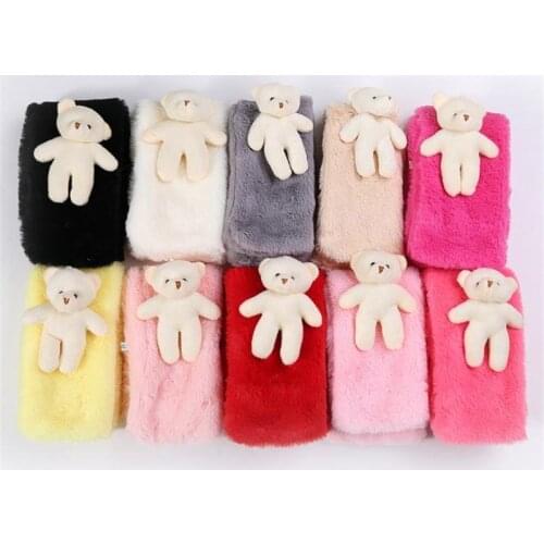 Autumn Winter New Imitation Rabbit Hair ChildrenS Scarf Baby Boys Girls Plush Little Bear Neck Warm Scarves Pure Color