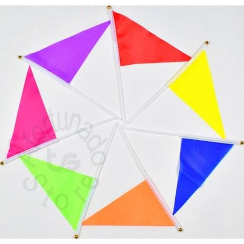 Solid color 14*21 cm Pure color Triangular banner Hand waving Flag 10pcs/set