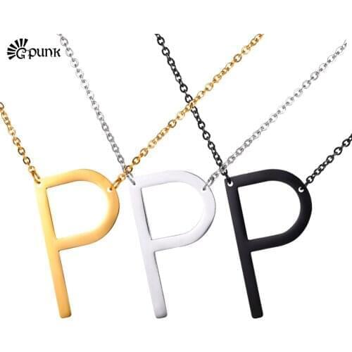 Large Letter necklace oversized letters alphabet personalized sideway initial Necklaces / Personalized Jewelry P2616G