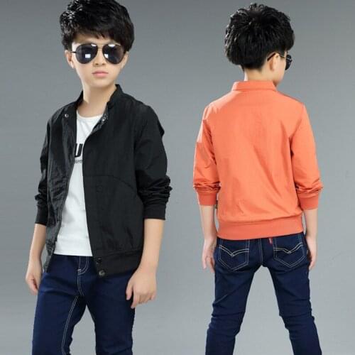 Boys' Coat Casual Cuhk Zipper Shirt Solid Color Spring and Autumn New Childrens Jacket 4 Colors 4-12 Ages