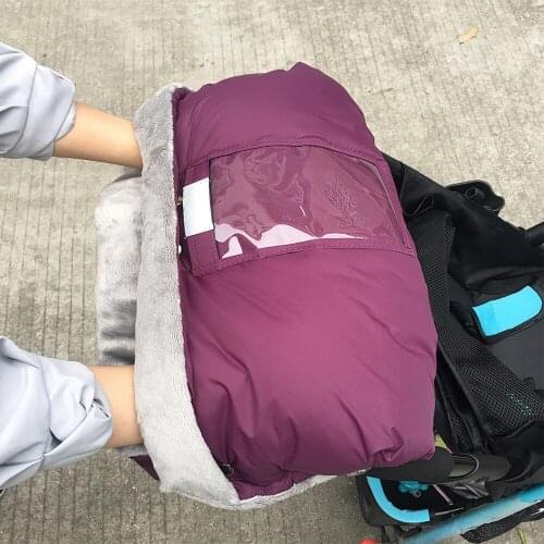Baby Stroller Gloves Waterproof With Mobile Phone Pocket Hand Cover Winter Warm Windproof Hand Muff Stroller Accessories