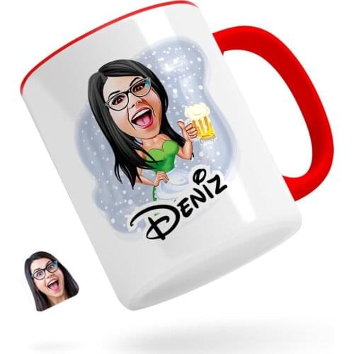 Personalized Women 'S Caricature Of Red Mug Bardak-30