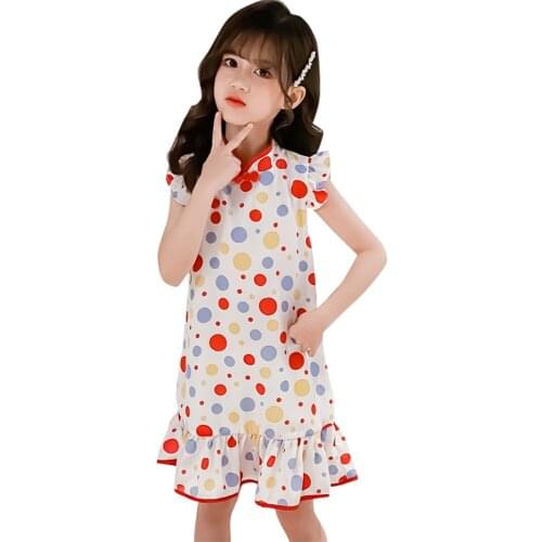 Dresses For Girls Dot Pattern Dress Girls Casual Style Kids Dress Summer Girls Costumes Kids 6 8 10 12 14