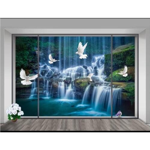 Custom photo wallpapers 3d murals wallpaper for walls landscape waterfall forest landscape painting 3D TV background wall papers