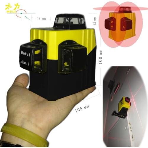 Muli 12 Lines Laser Level Professional 3D Infrared Cross Level with Tilt Function / Self Leveling Outdoor 360 Rotary Red Laser