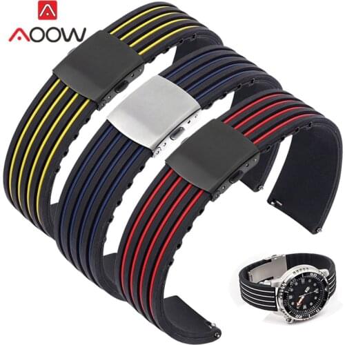 18mm 20mm 22mm 24mm Sport Silicone Strap Folding Buckle Waterproof Replacement Band for Samsung Watch3 Active2 Huawei GT 2 46mm