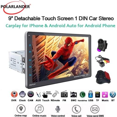For Caplay Car Radio Detachable Machine Full touch screen MP5 for Android Two-way Control9 Inch Single Spindle External 9010C