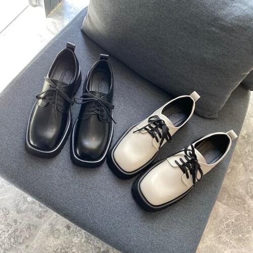 British Style Womens Shoes Retro Women Flats Spring Female Loafers Thick Heels Platform Square Toe High Quality OULYYYOGO