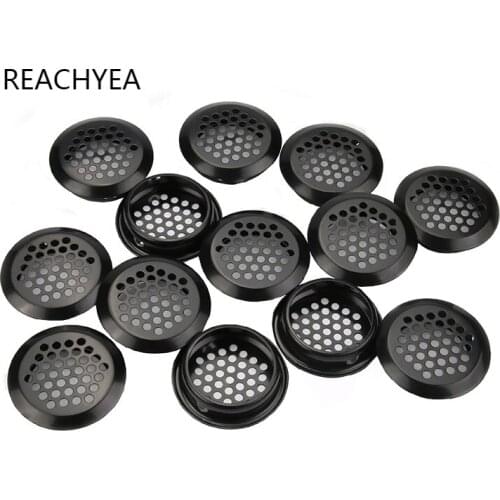 50pcs/100pcs Black Convexity /Flat Mesh Cut Dia.19mm-53mm Stainless Steel Wardrobe shoe Cabinet Ventilating Mesh Hole Air Vent