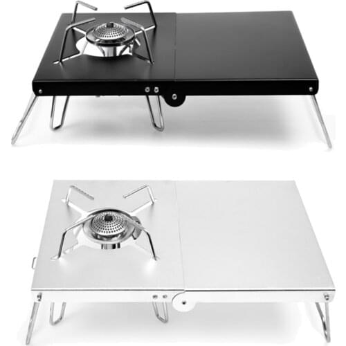 Windproof Folding Camping Stove Stand Cooking Station Table Outdoor Hiking Picnic Stove Bracket Holder Camp Cooking Supplies