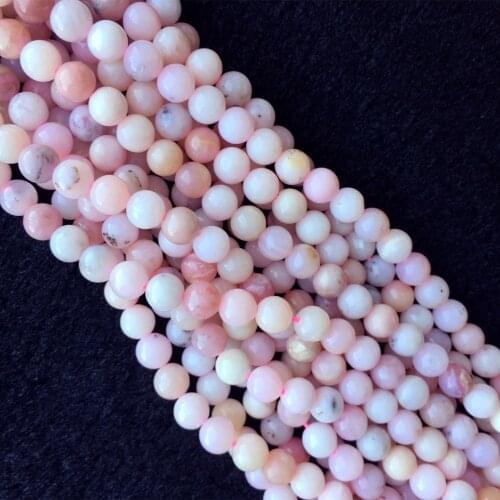 High quality Natural Genuine Peru Pink Opal Round Loose Small Jewelry Gemstones Beads 15" 05760