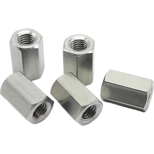 Wkooa Stainless Steel 304 Coupling Nuts Hex Long Nuts M3 M4 M5 M6 M8 M10 M12 M14 M16 M18 M20 M24 DIN6334
