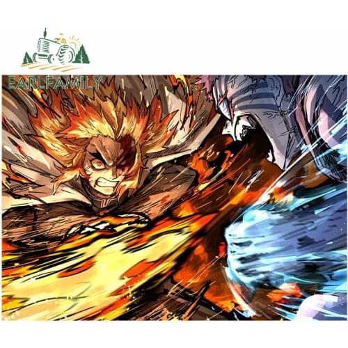 EARLFAMILY 13cm x 9.2cm for Demon Slayer Funny JDM Car Stickers DIY Custom Printing Body for Car Fashion Creative Window Decal