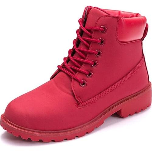 Ankle boots women shoes 2020 lace-up women winter boots solid square heels ladies winter shoes snow boots zapatos de mujer
