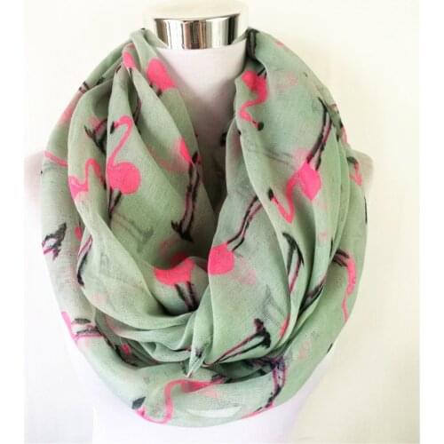 10pcs/lot Fashion Flamingos Infinity Scarf Animal Scarf Small circle women Scarves in Beige Grey Loop Scarf bird in Tan Shawls
