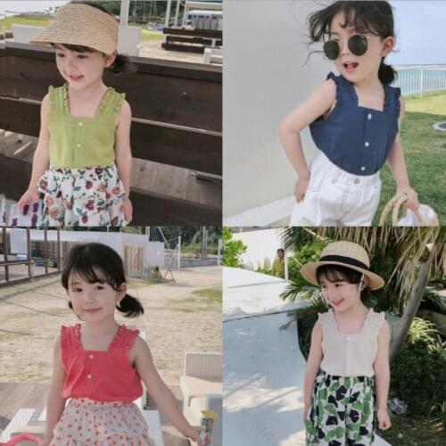 2020 Summer Beach Baby Toddler Tank Top Girls Blouse Sleeveless Girl Blouses And Tops Kids Shirt Cotton Childrens Clothes