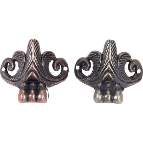 4pcs/set Animal Feet Corner Decor Leg w/screw Vintage Jewelry Wood Box Edge Cover Protector Guard Antique Bronze Red Old Chinese