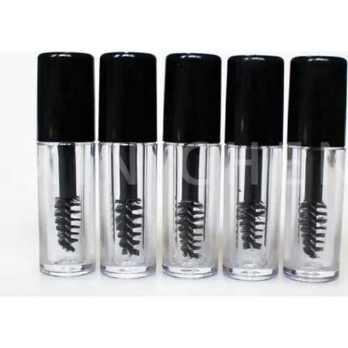 5/10Pcs Mini Mascara Tube Empty Eyelash Cream Vial Liquid Bottle Cosmetic Sample Container with Leakproof Inner Black Cap 0.8ml