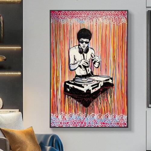 Abstract DJ Bruce Lee Art Canvas Painting on The Wall Posters and Prints Wall Art Decorative Picture for Liivng Room Home Decor