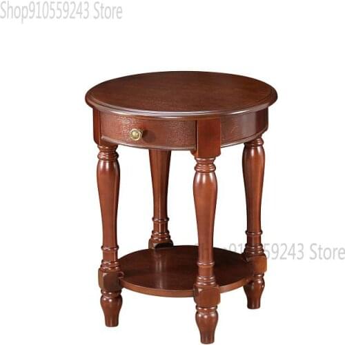 American Solid Wood Small Coffee Table Corner Table Side Table Sofa Side Table Round Small Round Table Leisure Coffee Table Livi