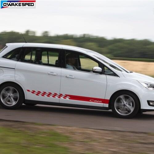 Car Styling Door Side Skirt Sticker For Ford C-MAX Racing Sport Stripes Auto Body Decor Vinyl Decal Waterproof Car Accessories