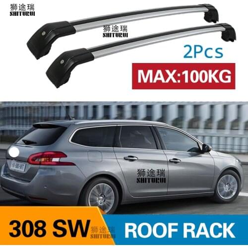 SHITURUI 2Pcs Roof bars For PEUGEOT 308 SW 2007-2019 Aluminum Alloy Side Bars Cross Rails Roof Rack Luggage Carrier