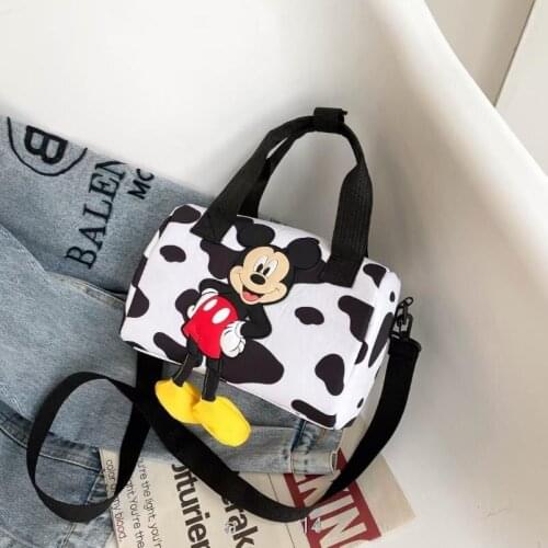 Disney new Mickey Mouse girl children small square shoulder messenger mini bag handbag kids cartoon mickey handbag black White
