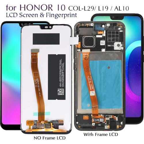 Display For Huawei Honor 10 COL-L29/L19/AL10 Lcd Display Touch Screen Replacement Tested Phone LCD Screen + Fingerprint Sensor