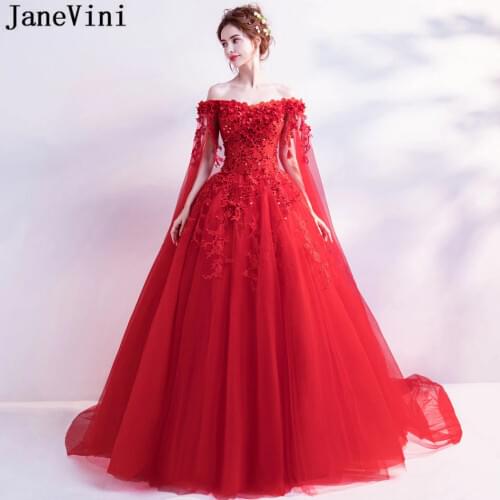 JaneVini Vestidos Arabic Long Evening Dress With Cape Beaded 3d Flowers Tulle Mother Of The Bride Dresses 2018 Sequin Party Gown