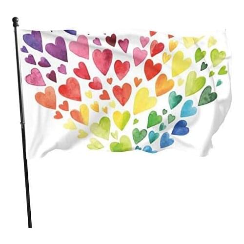 Hearts Forming A Giant Colorful Rainbow Inspired Heart Love Artwork Flags Decor Outdoor Flag Decor Outdoor Garden Banner 3x5t