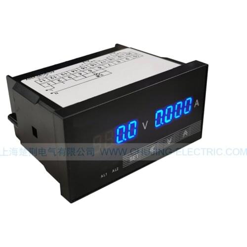 AC 500V , 5A AC voltage and ampere meter with high limit and low limit output A V combination panel meter