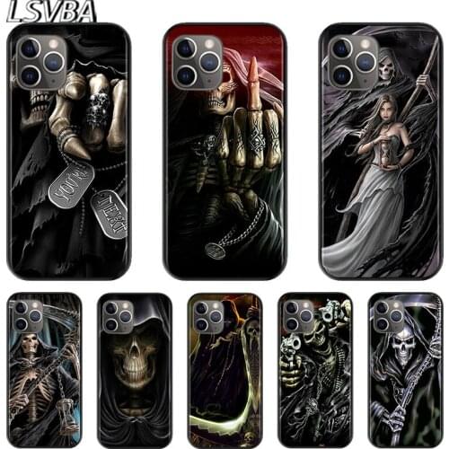 Cool Evil Grim Reaper For Apple iPhone 12 11 XS Pro Max Mini XR X 8 7 6 6S Plus 5 SE 2020 Black Silicone Cover Phone Cross