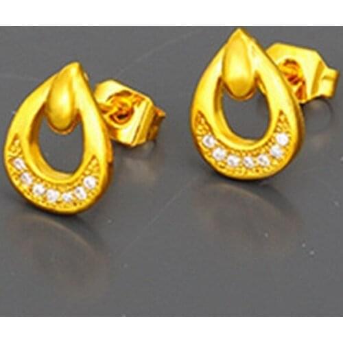 Small Stud Earrings Drop-Shaped Yellow Gold Filled Lovely Girls Children Earrings Gift