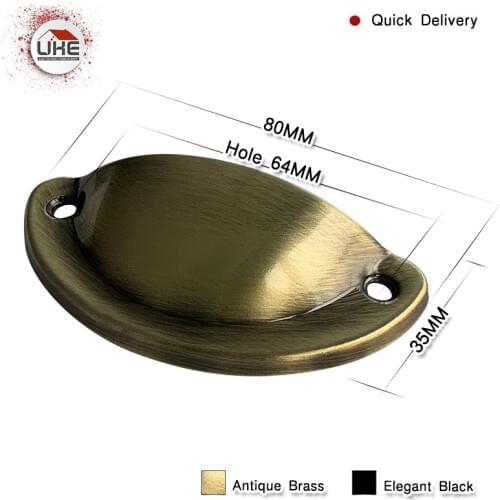UKE Furniture Hardware Cupboard Antique Black Pull Handles Shell Shape Black Cup Handles