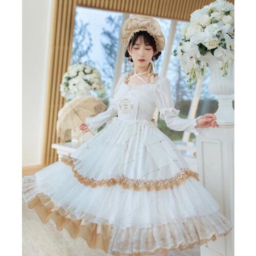 Sweet princess lolita dress vintage lace bowknot cross straps high waist victorian dress kawaii girl gothic lolita op loli