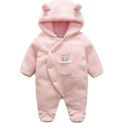 Mens and womens baby winter models thick warm conjoined clothes newborn lambskin rompers infants out clothes baby costume