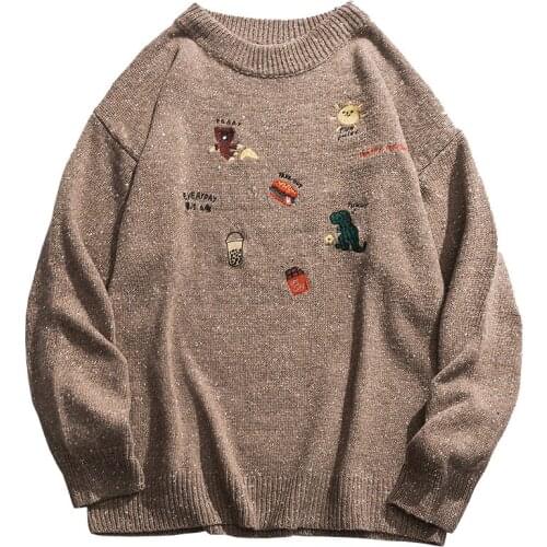 Men and women Japanese dinosaur new pullover knitted sweater Harajuku European and American knitted pullover hip-hop streetwear