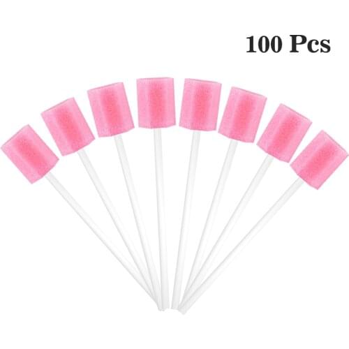 100pcs/Set Disposable Oral Swabsticks Unflavored Oral Care Sponge Swabs Foam Sputum Sponge Stick for Oral Medical Use