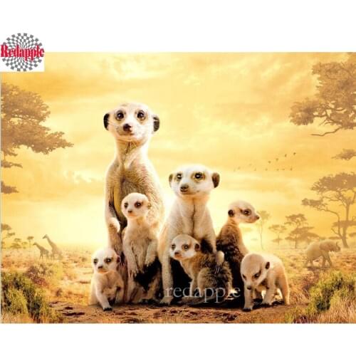 Full Square Drill 5D DIY Diamond Painting "Meerkat family" icons diamond Embroidery Cross Stitch hobby Mosaic Home Decor Gift