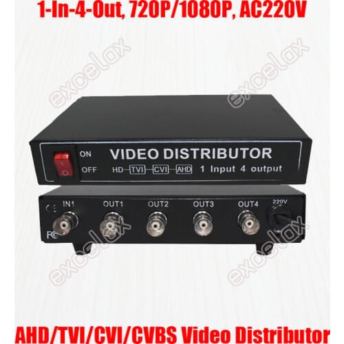 1080P 720P 1CH In 4CH Out AHD CVI TVI CVBS Video Distributor Splitter Desktop Mount for Analog HD CCTV Security System